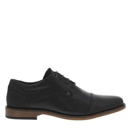 Derbies en cuir noires et marine avec des lacets ronds et un talon plat - Image 2