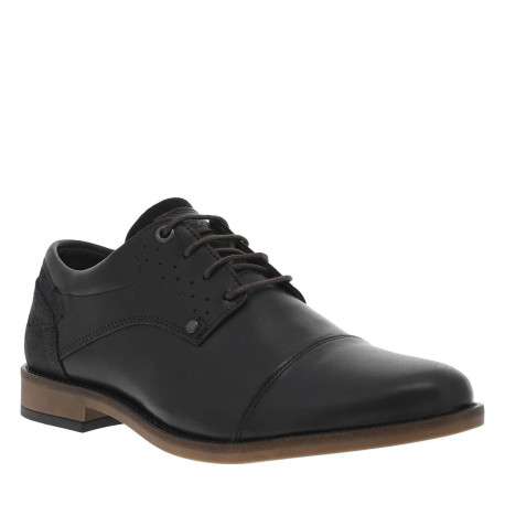 Derbies en cuir noires et marine avec des lacets ronds et un talon plat - Image 3