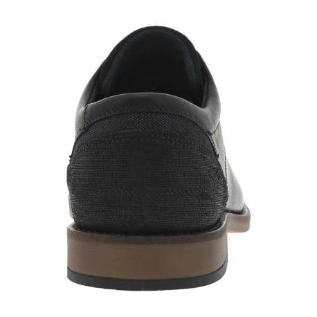 Derbies en cuir noires et marine avec des lacets ronds et un talon plat - Image 6