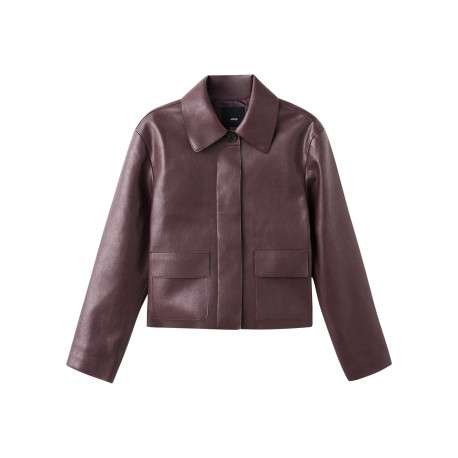 Veste bordeaux unie avec des manches longues et une coupe droite
