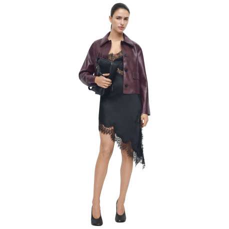 Veste bordeaux unie avec des manches longues et une coupe droite - Image 2