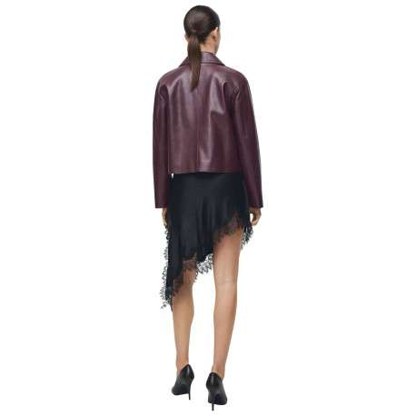 Veste bordeaux unie avec des manches longues et une coupe droite - Image 3