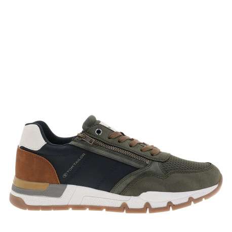 Baskets running kaki à semelle plate avec des lacets et un zip latéral - Image 2