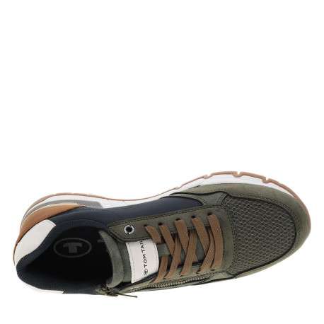 Baskets running kaki à semelle plate avec des lacets et un zip latéral - Image 4
