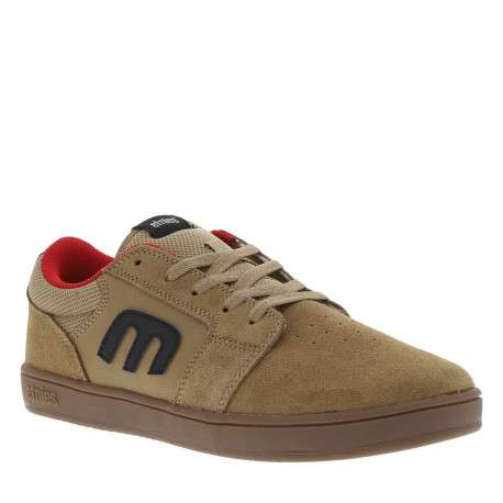 Baskets skate en cuir camel à talon plat avec logos noirs et semelle marron - Image 3