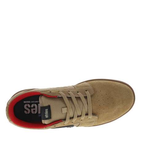 Baskets skate en cuir camel à talon plat avec logos noirs et semelle marron - Image 4