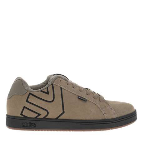Baskets kaki en cuir à talon plat avec des lacets et un logo noir - Image 2