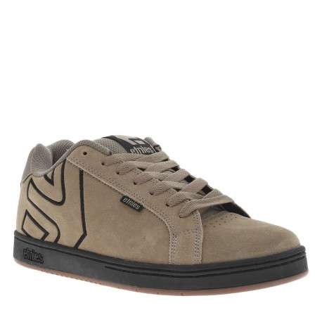 Baskets kaki en cuir à talon plat avec des lacets et un logo noir - Image 3