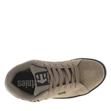Baskets kaki en cuir à talon plat avec des lacets et un logo noir - Image 4