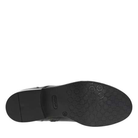 Bottines en cuir noir à semelle à trépointe striée à talon décroché bas et à lacets et zip latéral - Image 6