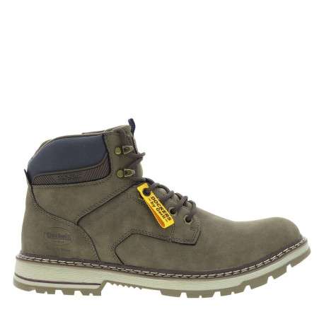 Bottines kaki à talon décroché bas avec un zip et des lacets ronds - Image 2