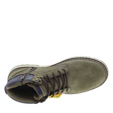 Bottines kaki à talon décroché bas avec un zip et des lacets ronds - Image 4