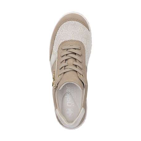 Baskets running taupe à talon plat avec des lacets et un zip latéral - Image 4