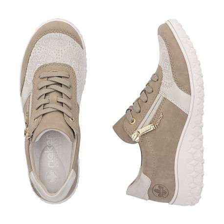 Baskets running taupe à talon plat avec des lacets et un zip latéral - Image 6