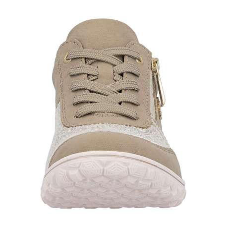 Baskets running taupe à talon plat avec des lacets et un zip latéral - Image 7