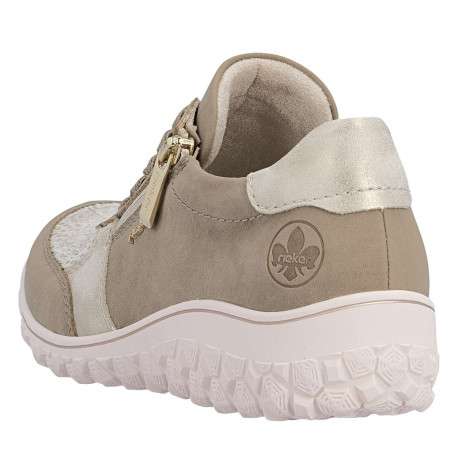 Baskets running taupe à talon plat avec des lacets et un zip latéral - Image 9