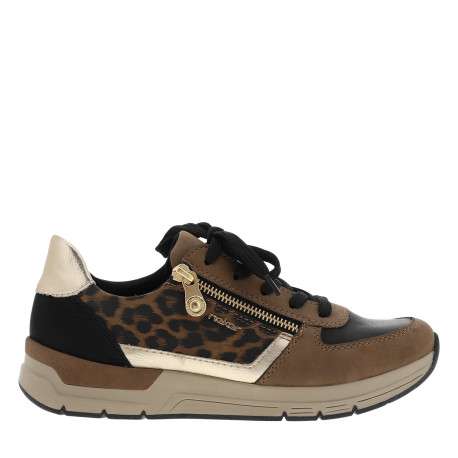 Baskets running léopard à talon plat avec des lacets et un zip latéral - Image 2