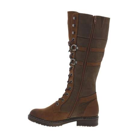 Bottes brandy à talon décroché bas avec un zip et des lacets ronds