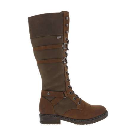 Bottes brandy à talon décroché bas avec un zip et des lacets ronds - Image 2