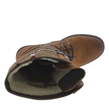 Bottes brandy à talon décroché bas avec un zip et des lacets ronds - Image 4