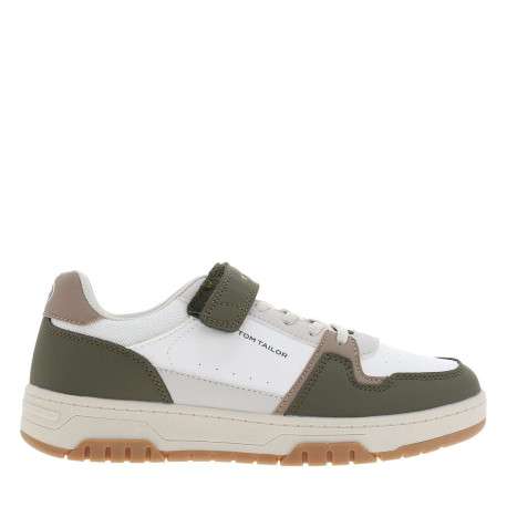 Baskets kaki avec un talon plat une fermeture à bande auto-agrippante - Image 2