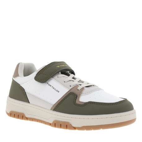 Baskets kaki avec un talon plat une fermeture à bande auto-agrippante - Image 3