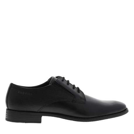 Derbies noires en cuir avec un talon décroché bas et des lacets - Image 2