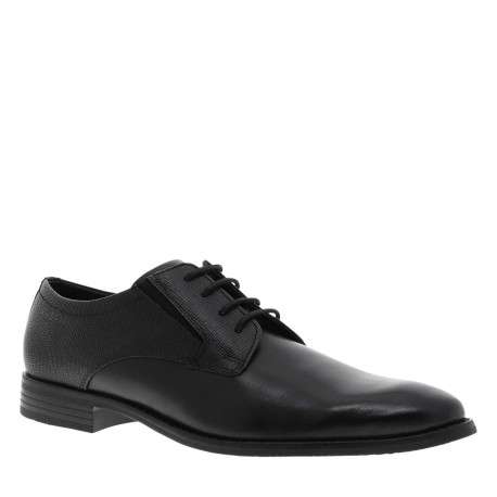 Derbies noires en cuir avec un talon décroché bas et des lacets - Image 3
