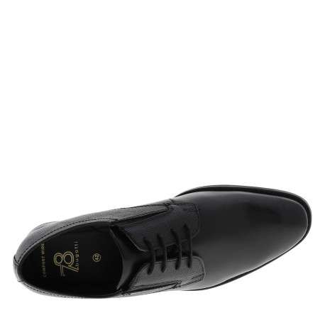Derbies noires en cuir avec un talon décroché bas et des lacets - Image 4