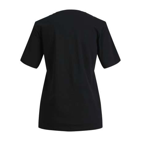 T-shirt en coton biologique noir uni à coupe droite et col rond - Image 2