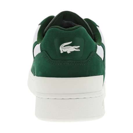 Baskets basses tennis T-Clip Leather en cuir blanches vertes à lacets plats - Image 6