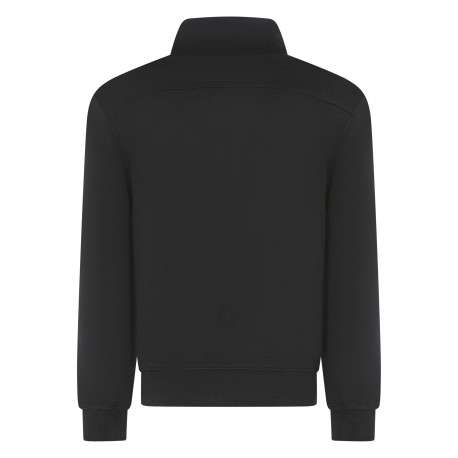 Sweat zippé en coton mélangé noir uni avec une coupe droite et un col montant - Image 2