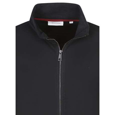 Sweat zippé en coton mélangé noir uni avec une coupe droite et un col montant - Image 3