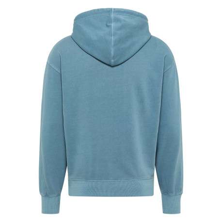 Sweat en coton bleu avec un col à capuche et cordon de serrage - Image 2
