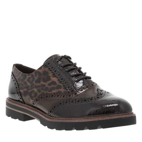 Derbies léopard avec empiècements marron vernis et semelle à talon décroché bas - Image 3