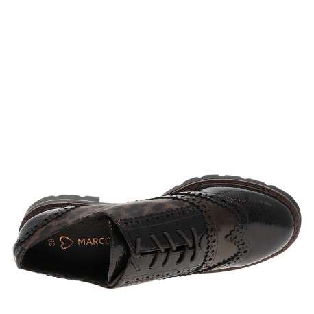 Derbies léopard avec empiècements marron vernis et semelle à talon décroché bas - Image 4