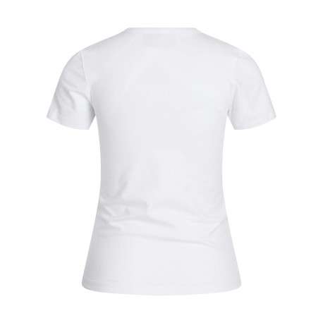 T-shirt en coton biologique blanc uni à coupe droite et col rond en bord-côte - Image 2