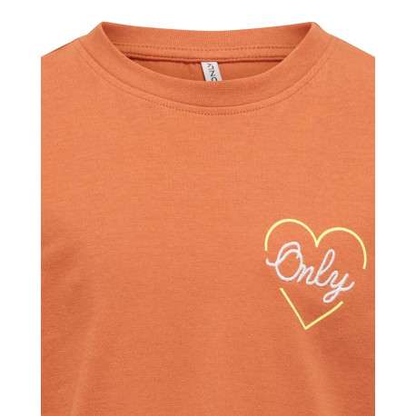 T-shirt en coton rouille uni coupe droite avec un col rond et inscriptions - Image 3