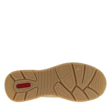 Baskets running en cuir beiges à talon plat avec des lacetes et un zip latéral - Image 5