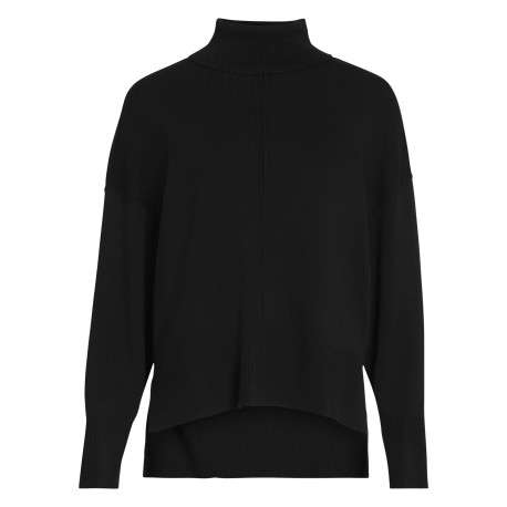 Pull noir en maille tricotée pourvu d'un col roulé et de manches longues