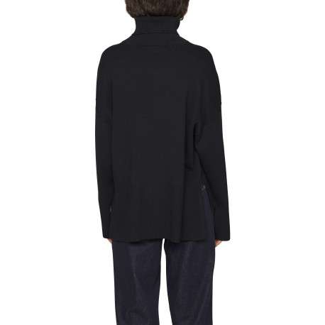 Pull noir en maille tricotée pourvu d'un col roulé et de manches longues - Image 3