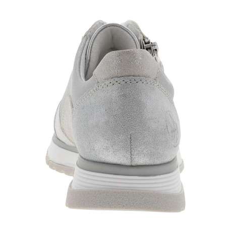 Baskets running en cuir argenté à talon plat avec des lacets et un zip latéral - Image 6