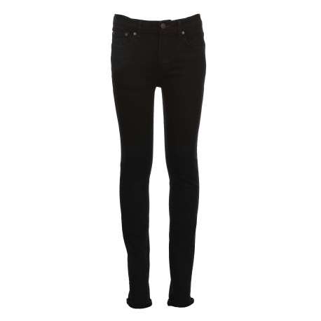 Jean en coton noir uni à coupe skinny et fermeture zippée boutonnée