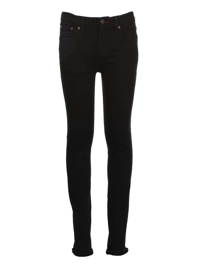 Jean en coton noir uni à...