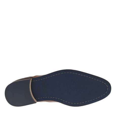 Derbies en cuir cognac à talon plat avec lacets ronds et fentes sur les côtés - Image 5