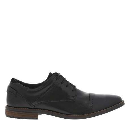 Derbies en cuir noires à bout droit avec un talon décroché bas - Image 2