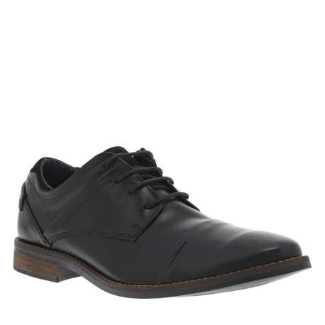 Derbies en cuir noires à bout droit avec un talon décroché bas - Image 3