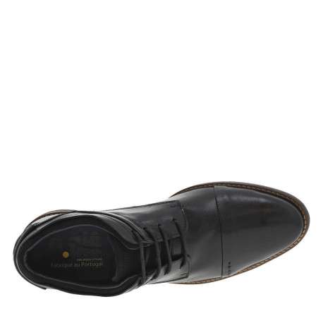 Derbies en cuir noires à bout droit avec un talon décroché bas - Image 4