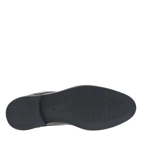 Derbies en cuir noires à bout droit avec un talon décroché bas - Image 5