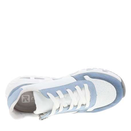 Baskets running bleues à talon compensé bas avec des lacets et un zip latéral - Image 4